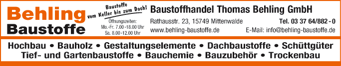 Anzeige Baustoffhandel Behling GmbH