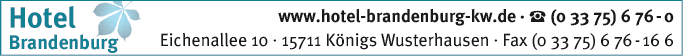 Anzeige Hotel Brandenburg Königs Wusterhausen