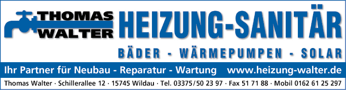 Anzeige HEIZUNG - SANITÄR Walter, Thomas