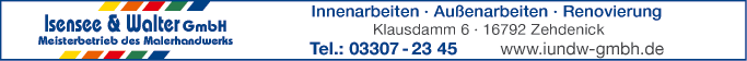 Anzeige Isensee & Walter GmbH Malermeisterbetrieb