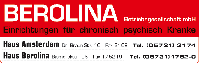 Anzeige Berolina GmbH Einrichtung für psychisch Kranke