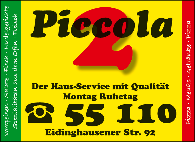 Anzeige Piccola 2 Pizza Taxi