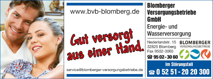 Anzeige Blomberger Versorgungsbetriebe GmbH