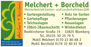 Anzeige Melchert + Borcheld Meisterbetrieb Garten- und Landschaftsbau GbR