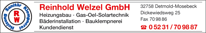 Anzeige Welzel Reinhold GmbH Heizungsbau