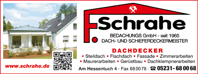 Anzeige Dachdecker F. Schrahe