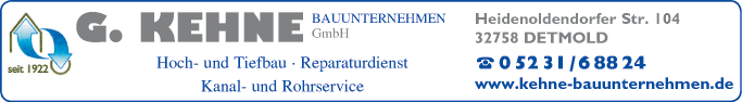 Anzeige Kehne Gustav Bauunternehmen GmbH