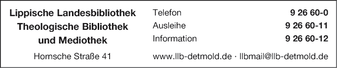 Anzeige Lippische Landesbibliothek / Theologische Bibliothek und Mediothek