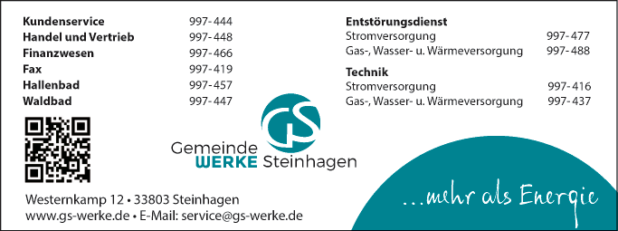 Anzeige Gemeindewerke Steinhagen GmbH