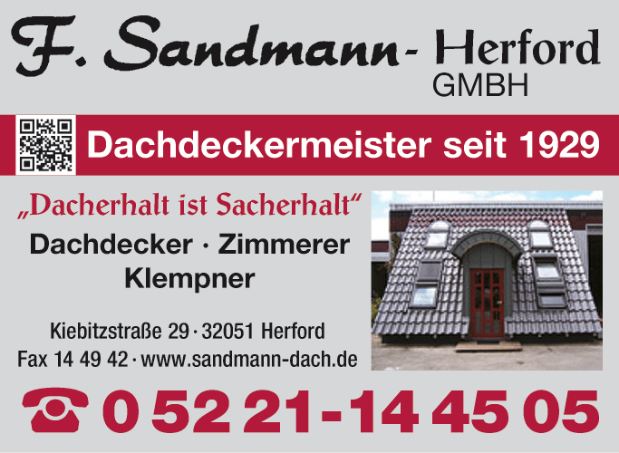 Anzeige Sandmann GmbH Dachdeckermeister