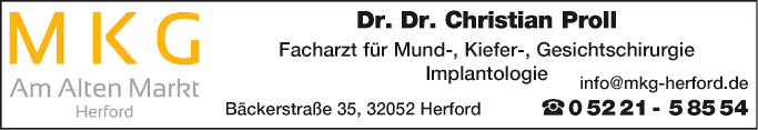 Anzeige MKG Am alten Markt, Dr.Dr. Proll, Dr.Dr. Schahn