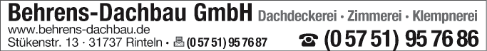 Anzeige Behrens Dachbau GmbH