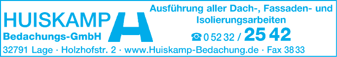 Anzeige Huiskamp Bedachungs-GmbH