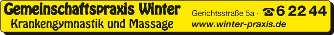 Anzeige Gemeinschaftspraxis Winter Massagen und Krankengymnastik
