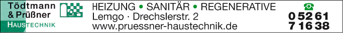 Anzeige Tödtmann & Prüßner OHG Heizung Sanitär