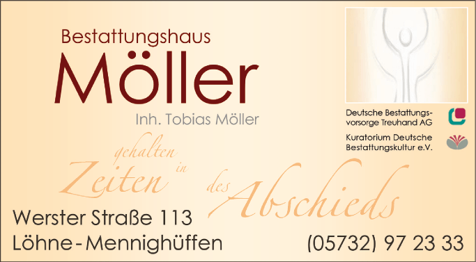Anzeige Bestattungshaus Möller Inh. Tobias Möller