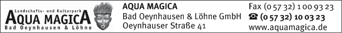 Anzeige AQUA MAGICA Bad Oeynhausen & Löhne GmbH