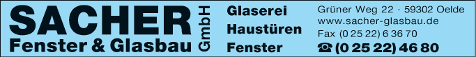 Anzeige Sacher Fenster & Glasbau GmbH