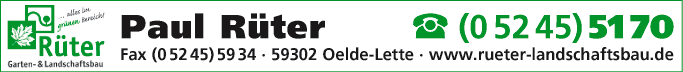 Anzeige Rüter Paul GmbH Garten- und Landschaftsbau