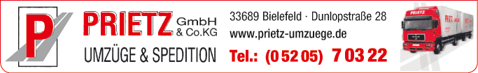 Anzeige Prietz GmbH & Co KG Umzüge & Spedition