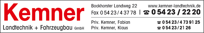 Anzeige Kemner Landtechnik u. Fahrzeugbau GmbH