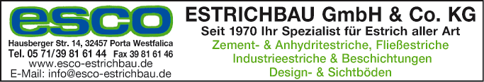 Anzeige ESCO Estrichbau GmbH & Co. KG