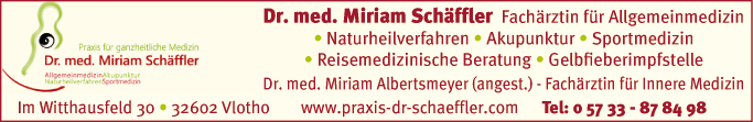 Anzeige Schäffler Miriam Dr. FA für Allgem.-Medizin