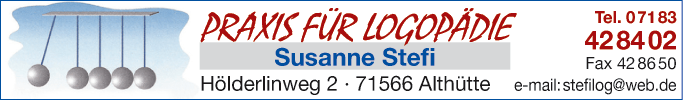 Anzeige Praxis für Logopädie Susanne Stefi