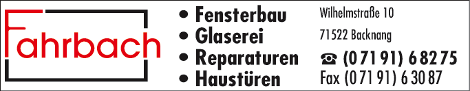 Anzeige Fahrbach Fensterbau