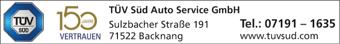 Anzeige TÜV Süd Auto Service GmbH