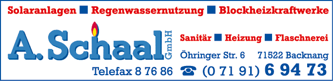 Anzeige Adolf Schaal GmbH Sanitär, Heizung, Bauflaschnerei