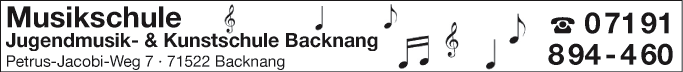 Anzeige Jugendmusik- & Kunstschule Backnang