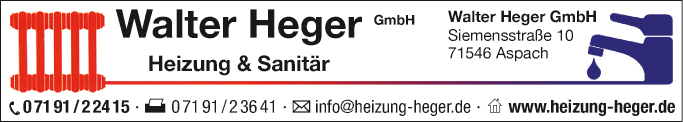 Anzeige Walter Heger GmbH