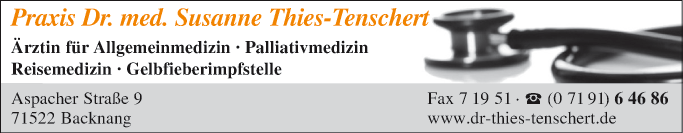 Anzeige Thies-Tenschert Susanne Dr.med.