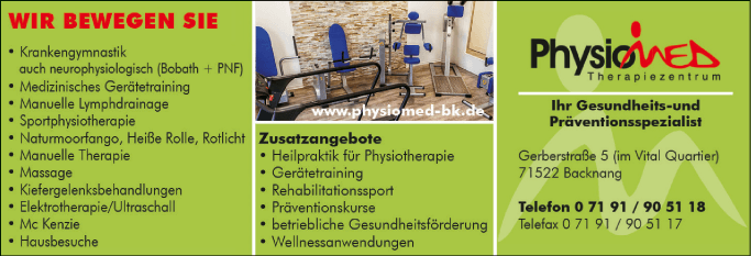 Anzeige PhysioMED Therapiezentrum