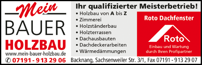Anzeige Bauer Holzbau Mein-Bauer-Holzbau GmbH & Co. KG