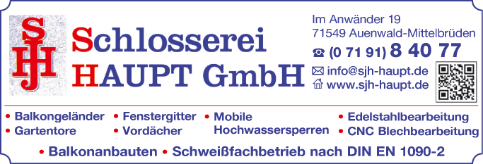 Anzeige Schlosserei Haupt GmbH