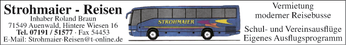 Anzeige Braun Roland Strohmaier Omnibus-Reisen