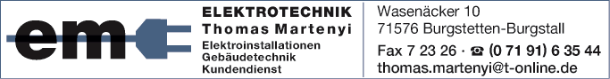 Anzeige Thomas Martenyi Elektrotechnik