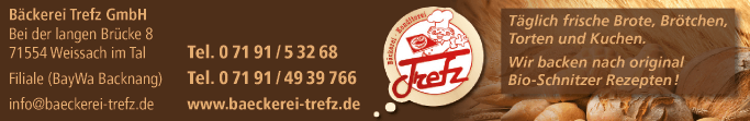 Anzeige Bäckerei Trefz GmbH