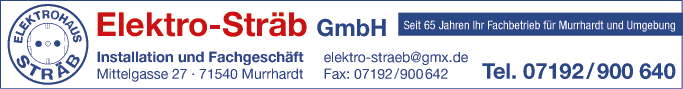 Anzeige Elektro-Sträb GmbH Elektrofachgeschäft