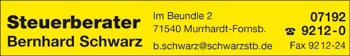 Anzeige Steuerberater Bernhard Schwarz