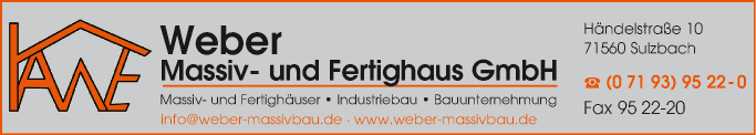 Anzeige Weber Massiv- und Fertighaus GmbH