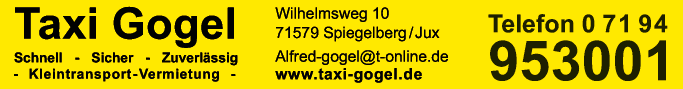 Anzeige Taxi u. Mietwagen Gogel