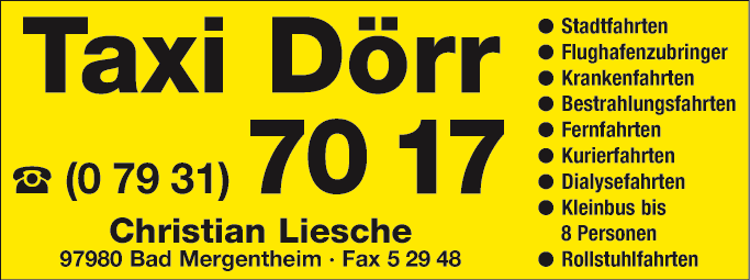 Anzeige Taxi Dörr Inh. Christian Liesche