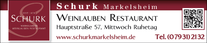 Anzeige Schurk Markelsheim Weinlauben Restaurant