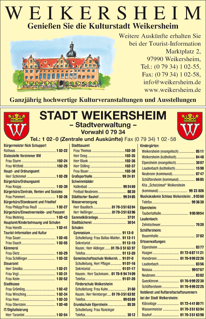 Anzeige Stadt Weikersheim