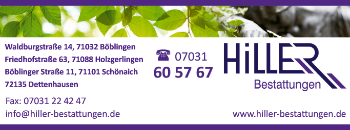 Anzeige Hiller GmbH Bestattungen