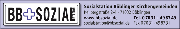 Anzeige Sozialstation Böblinger Kirchengemeinden gemeinnützige GmbH