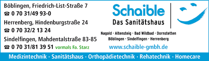 Anzeige Sanitätshaus Schaible GmbH